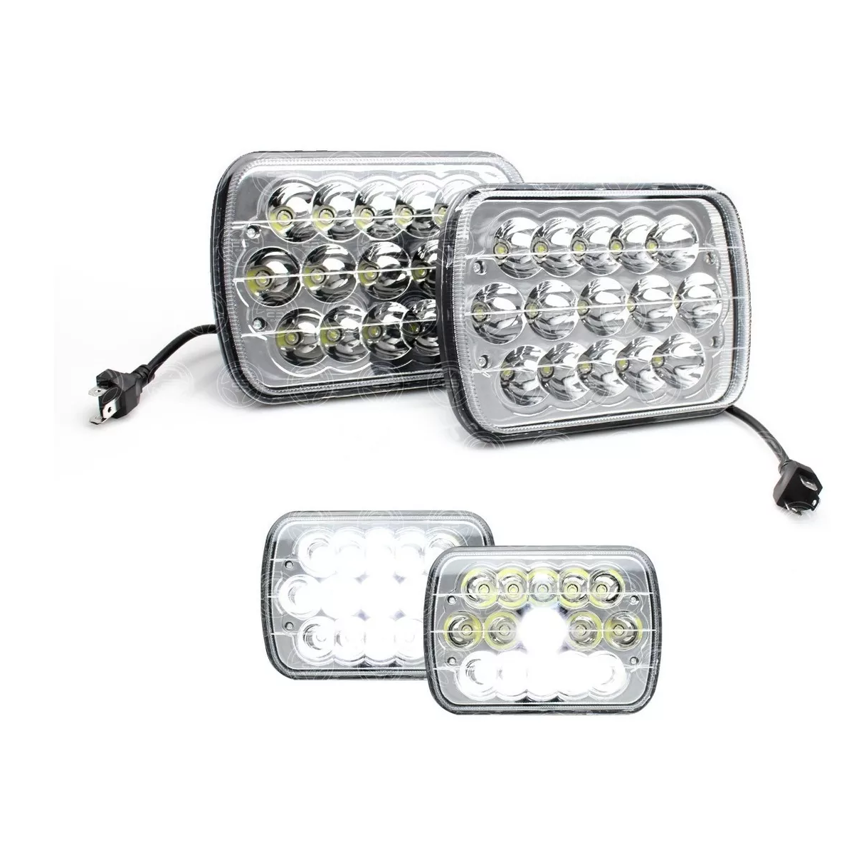 Set 2 Faros Unidad Cuadrada Rectangular 15 Leds 5x7 Alta/baja F5