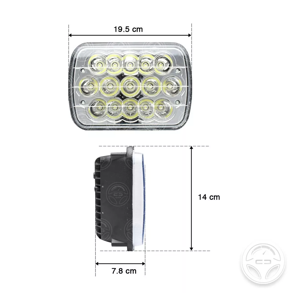 Set 2 Faros Unidad Cuadrada Rectangular 15 Leds 5x7 Alta/baja F5