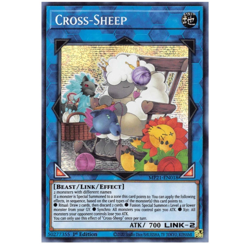 Yu-Gi-Oh! TCG Card - CROSS-SHEEP 1st Edition Prismatic Secret Rare MP21-EN018 Near Mint