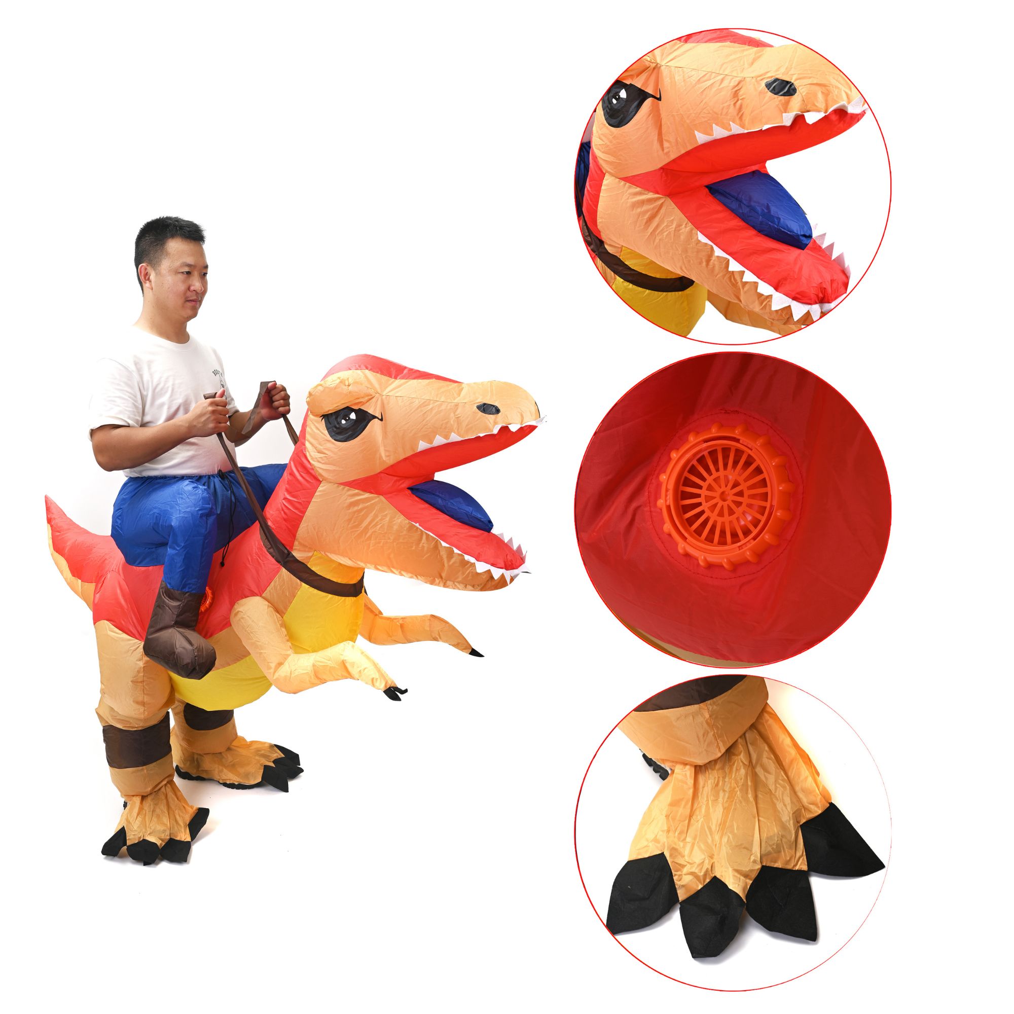 Disfraz Inflable Divertido De Dinosaurio T-Rex Creativo Fiesta de Halloween