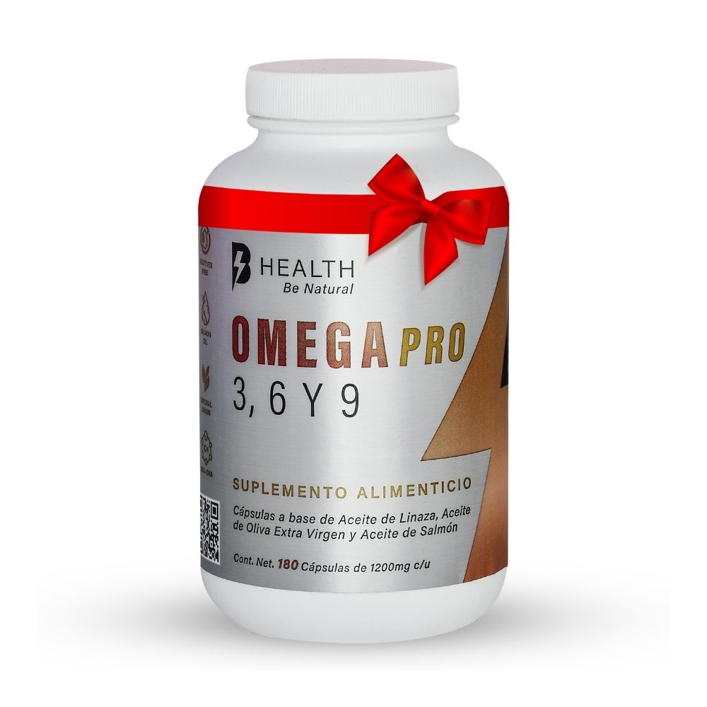 Omega Pro 3 6 y 9, Aceite de salmón, Aceite de linaza y Aceite de oliva Extra virgen, B Health Be Natural, 180 cápsulas