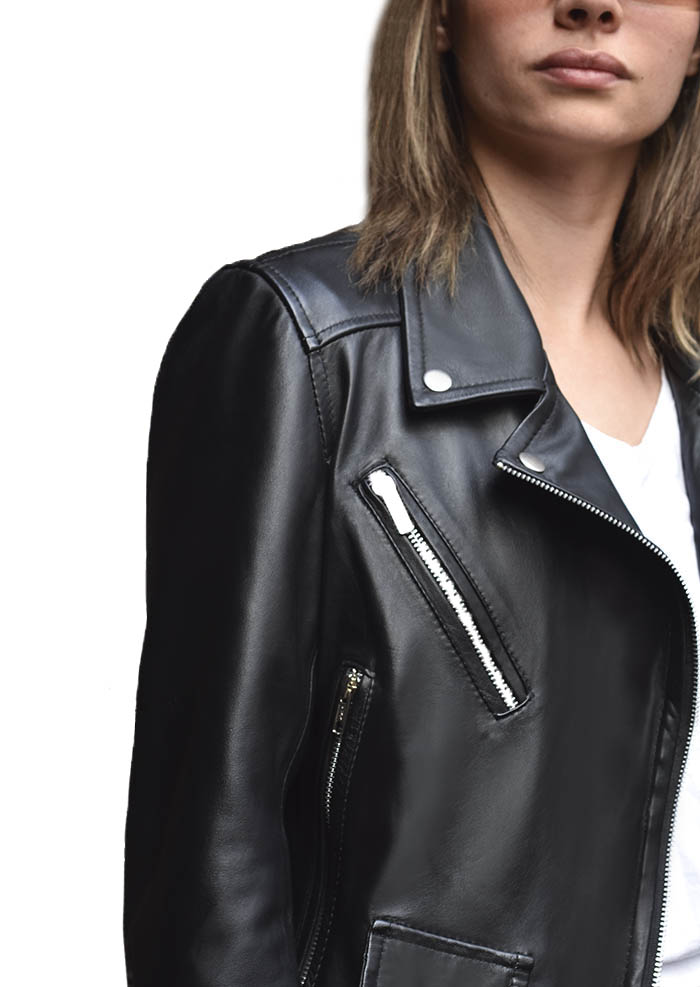 Chamarra De Piel Para Mujer Estilo Rockera biker