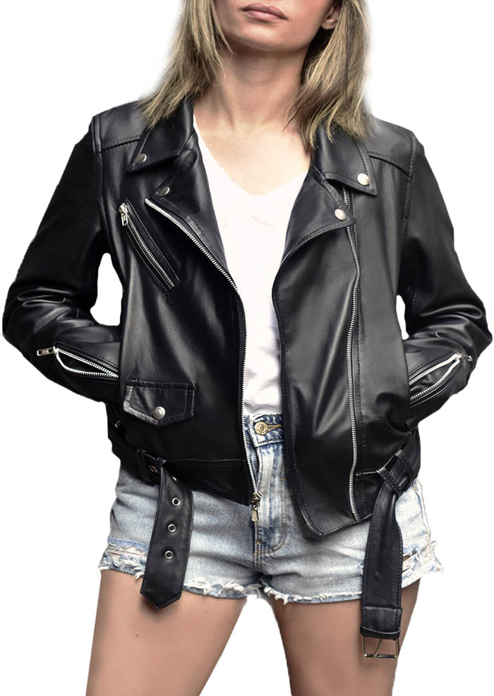 Chamarra De Piel Para Mujer Estilo Rockera biker