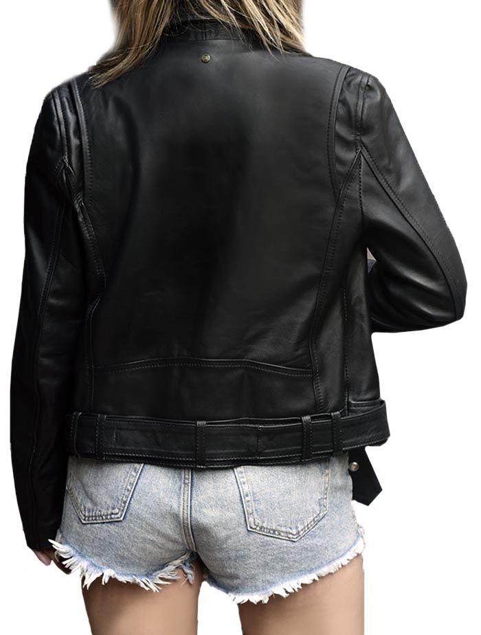 Chamarra De Piel Para Mujer Estilo Rockera biker