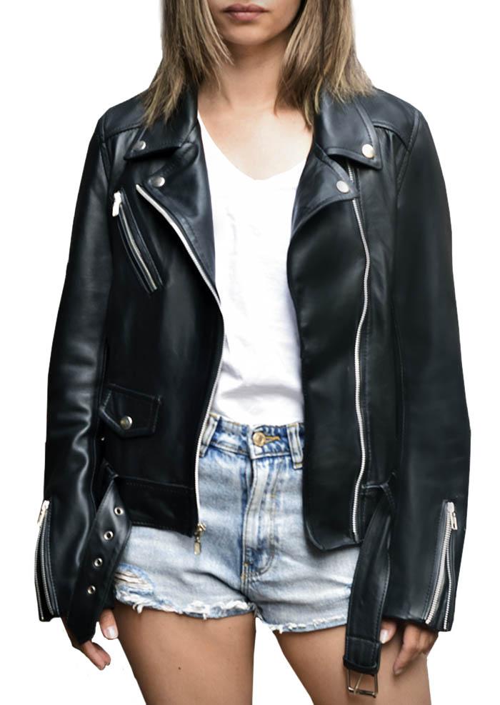 Chamarra De Piel Para Mujer Estilo Rockera biker