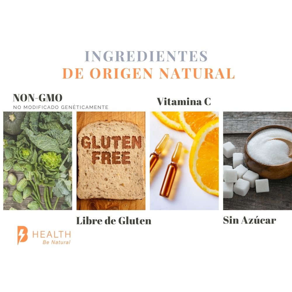 Natural Boost: Vitamina C, Zinc, Vitamina D3, Jengibre, Ajo negro, Cúrcuma, Eucalipto y Equinácea, B Health Be Natural, Origen 100% NATURAL, sin azúcares, Keto, 180 cápsulas.