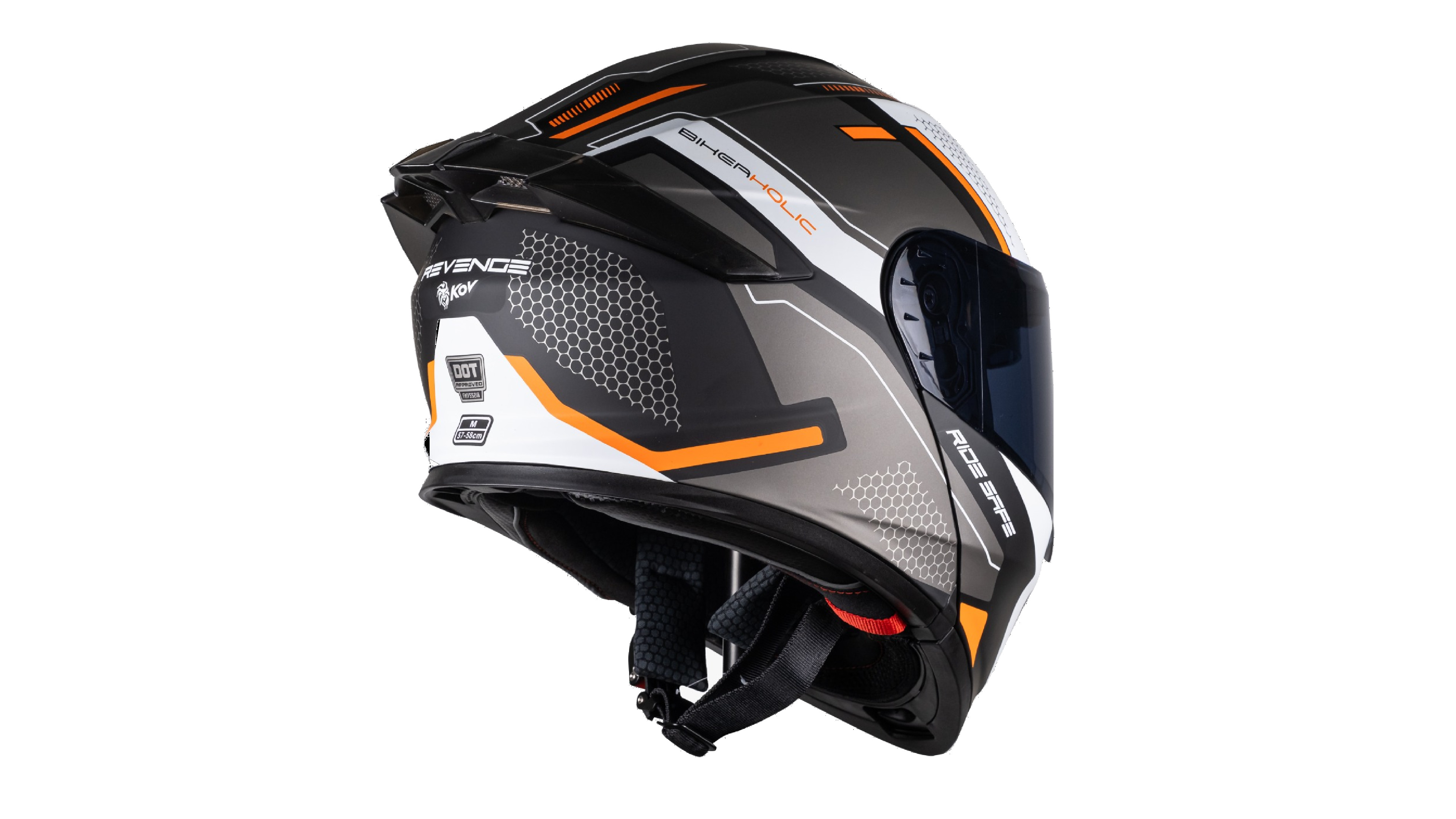 KOV Casco Revenge Thunder Naranja ABATIBLE Deportivo Certificado Dot