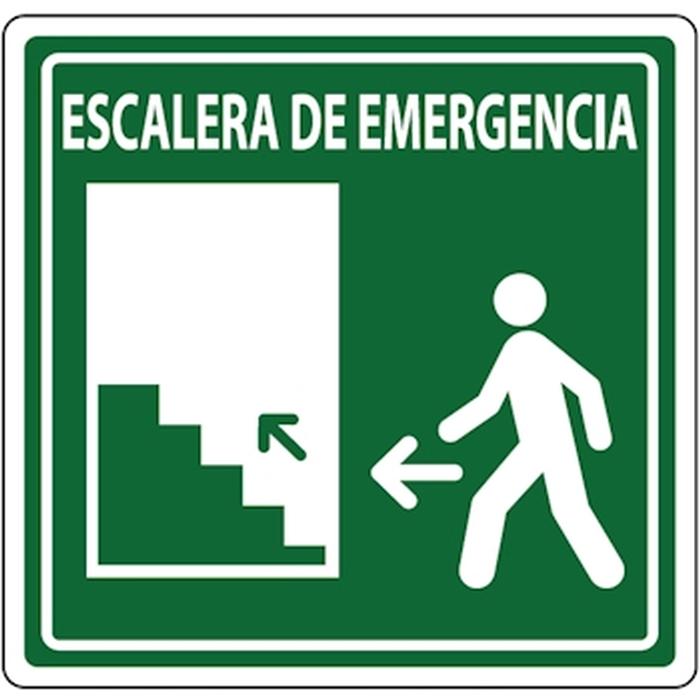Letrero para Escuelas MXSEV-038 20x20 cm De Evacuación Escalera de Emergencia IzquierdaArriba Fotoluminicente Señalamientos de Evacuación