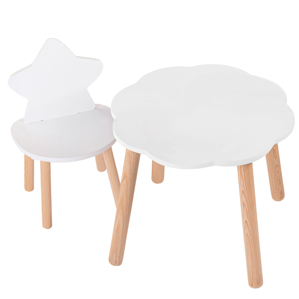 Mesa nube con silla estrella de madera tamaño infantil Duduk