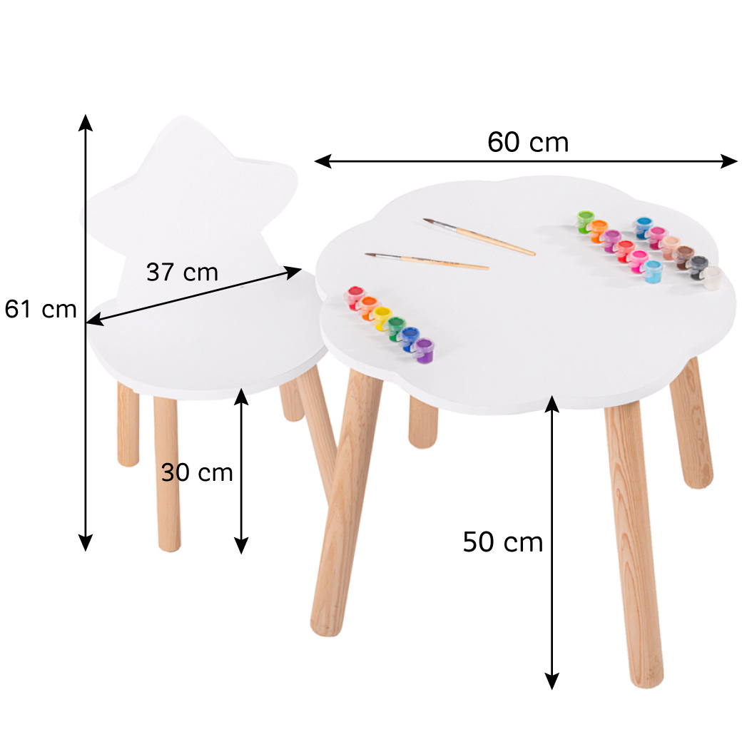 Mesa nube con silla estrella de madera tamaño infantil Duduk