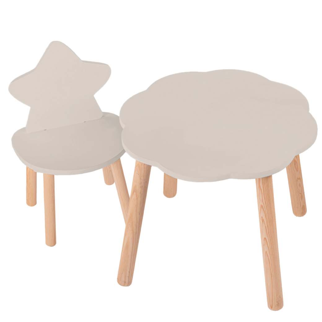 Mesa nube con silla estrella de madera tamaño infantil Duduk