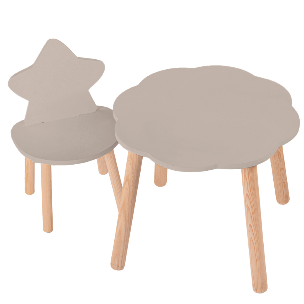 Mesa nube con silla estrella de madera tamaño infantil Duduk