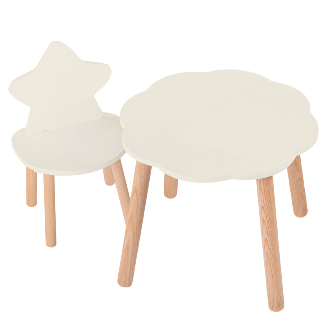 Mesa nube con silla estrella de madera tamaño infantil Duduk