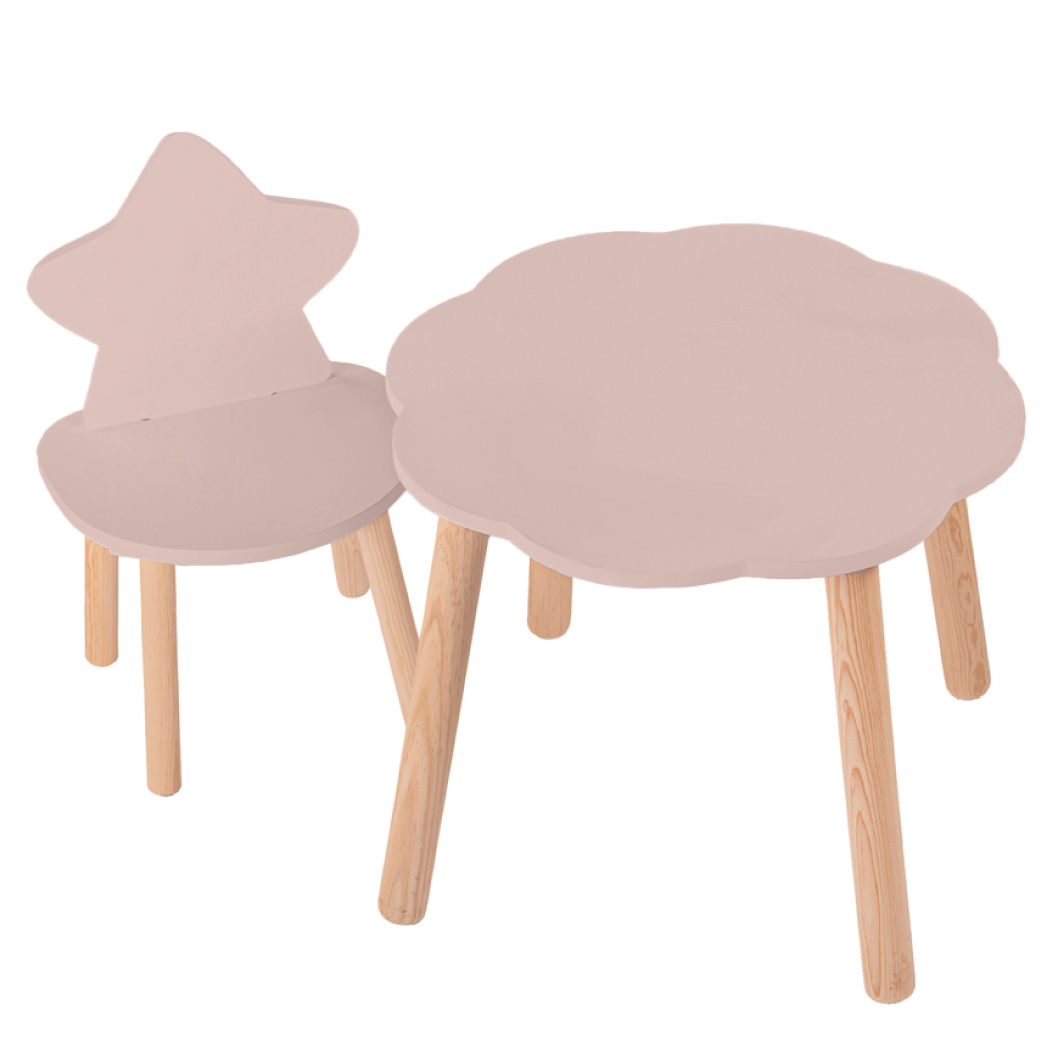 Mesa nube con silla estrella de madera tamaño infantil Duduk