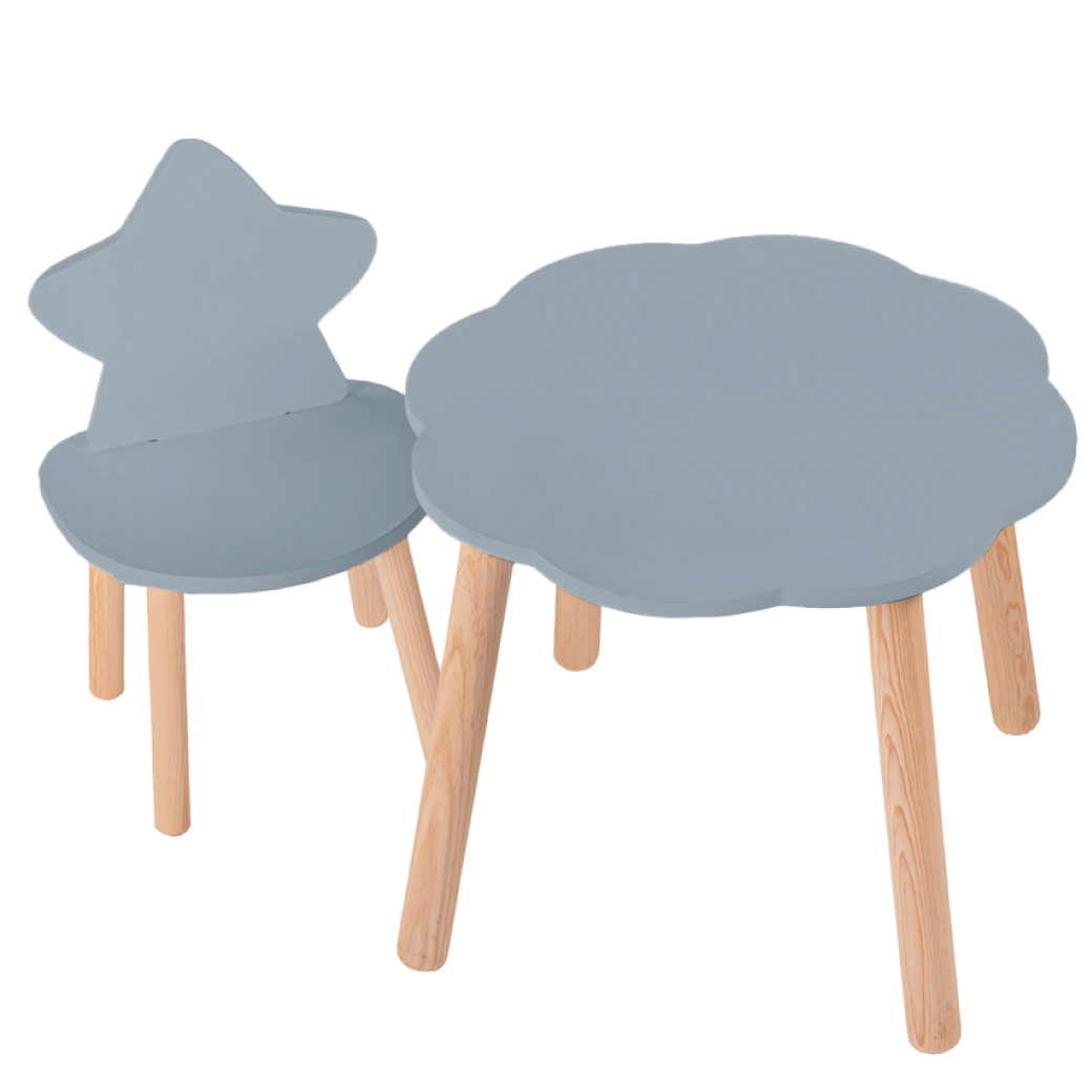 Mesa nube con silla estrella de madera tamaño infantil Duduk