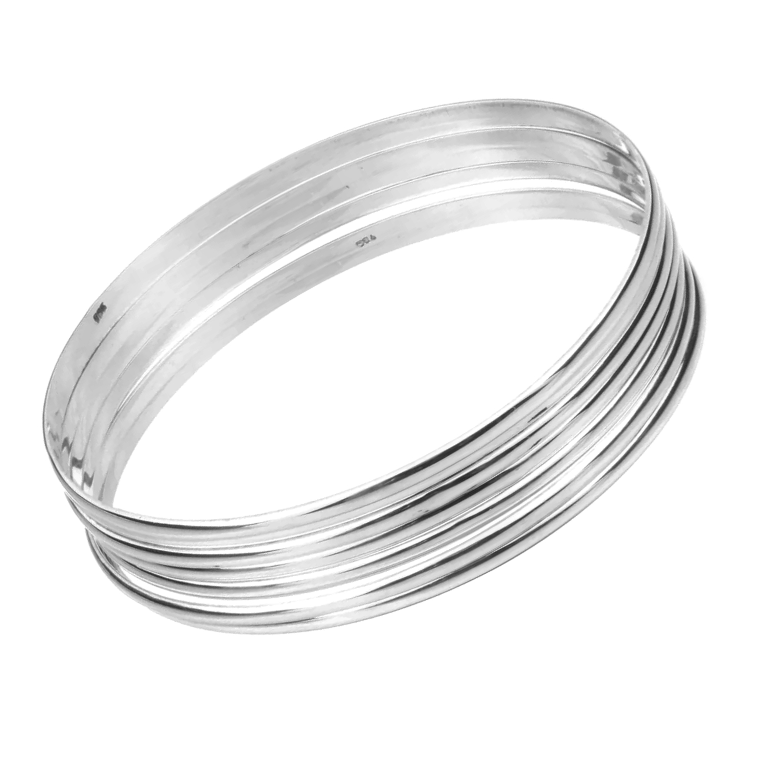 Pulsera semanario liso elaborado totalmente de plata ley .925