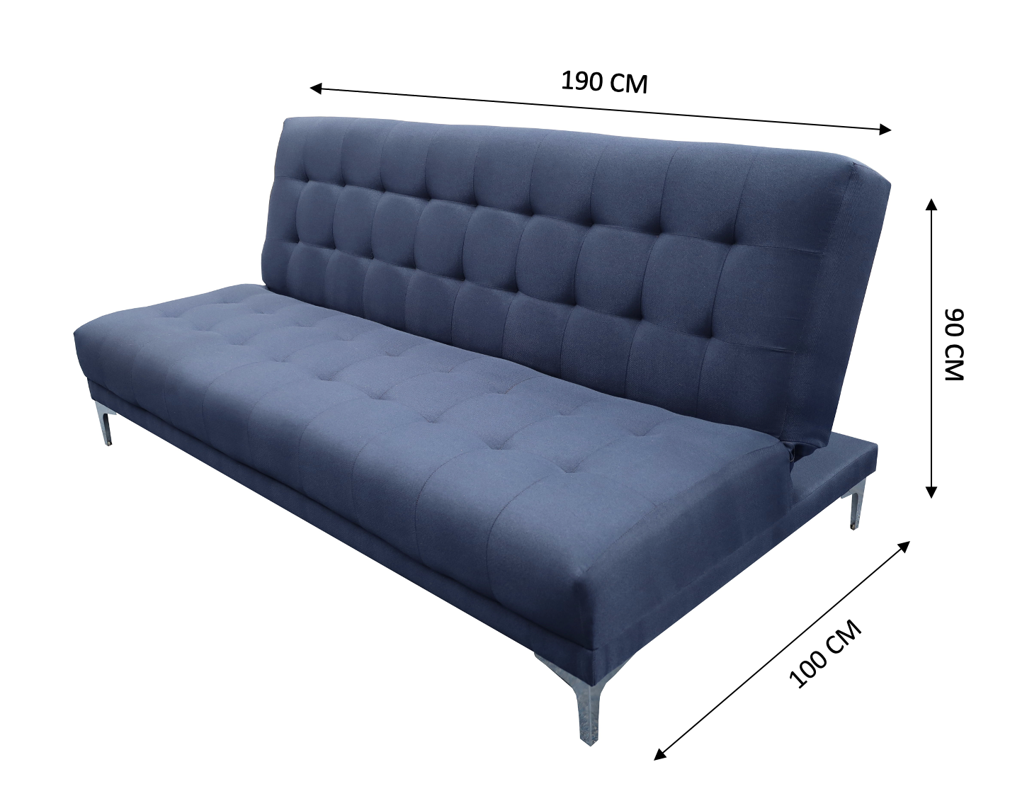 Sofá Cama Reclinable Matrimonial Verso Azul Marino Futon 3 Posiciones Lino, El Bazar Store 