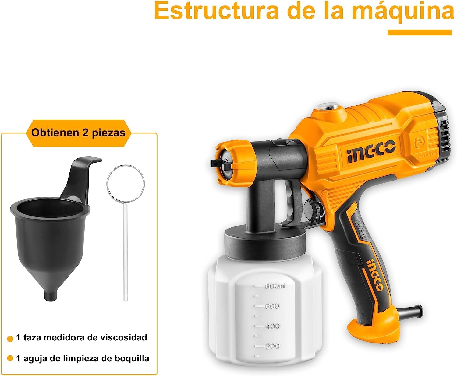 Pistola Para Pintar Electrica, Ingco, 450w
