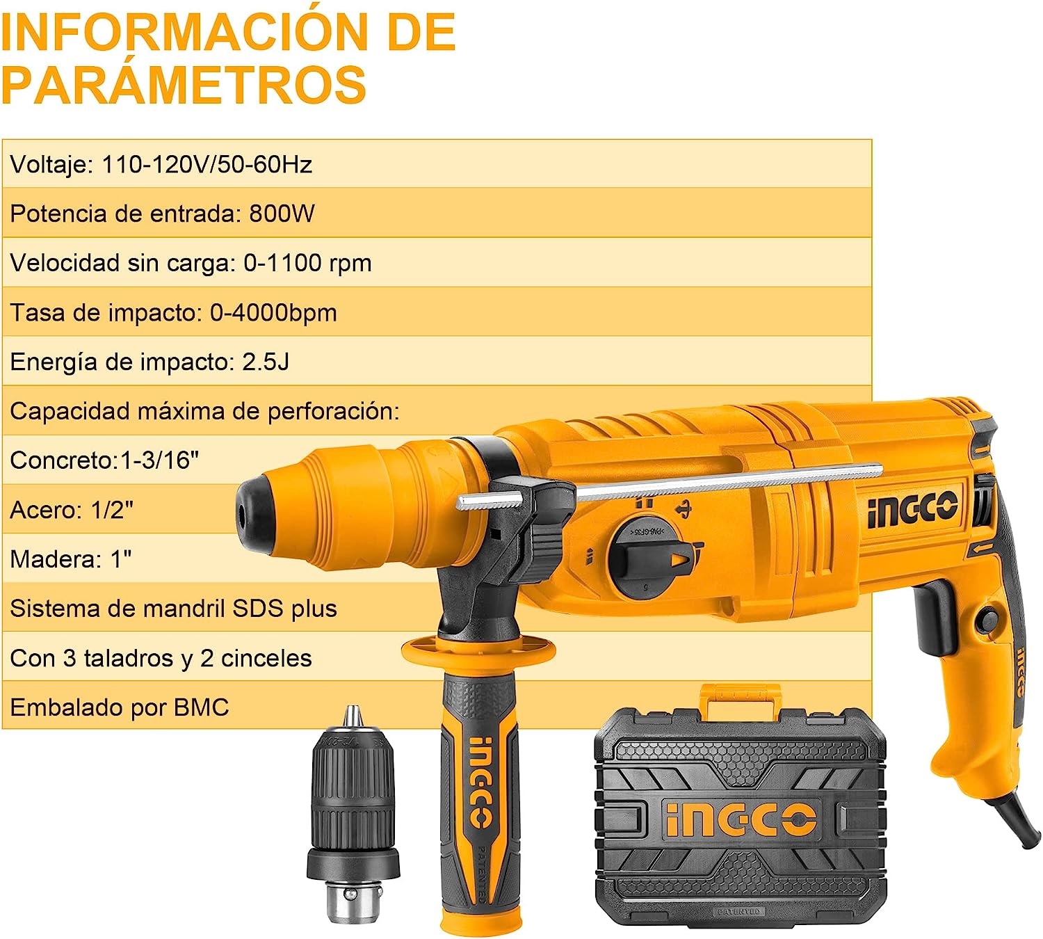 Taladro Rotomartillo 800w