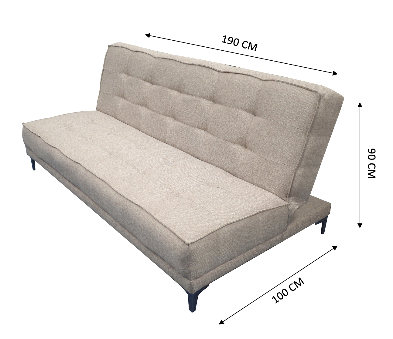 Sofa Cama Zeus Beige 3 posiciones Lino nacinoal El Bazar Store Moderno Abotonado