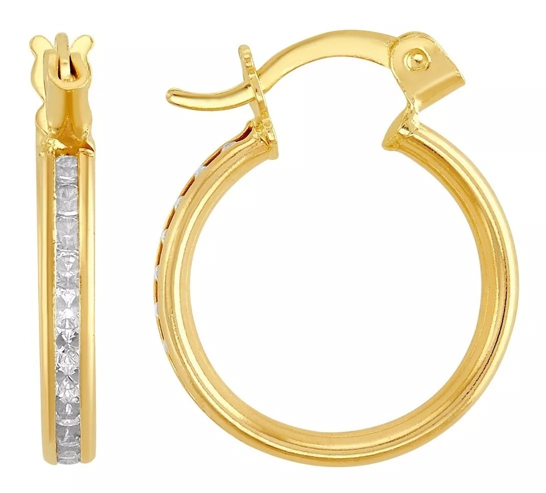 Arracadas Huggies de Oro de 14k con Circonias