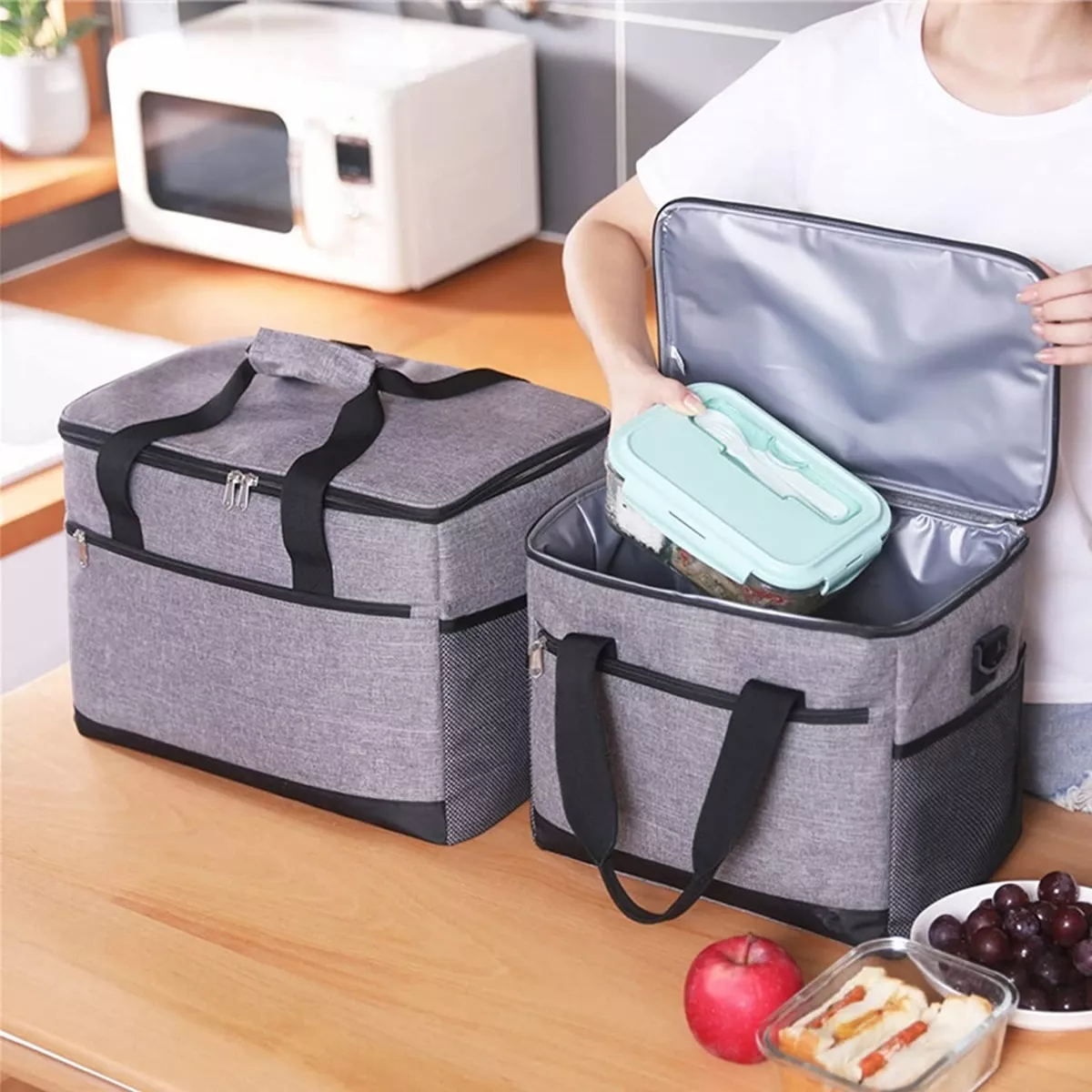 Mochila Hieleras Enfriador Bolsa Impermeable Portátil 30L Gris