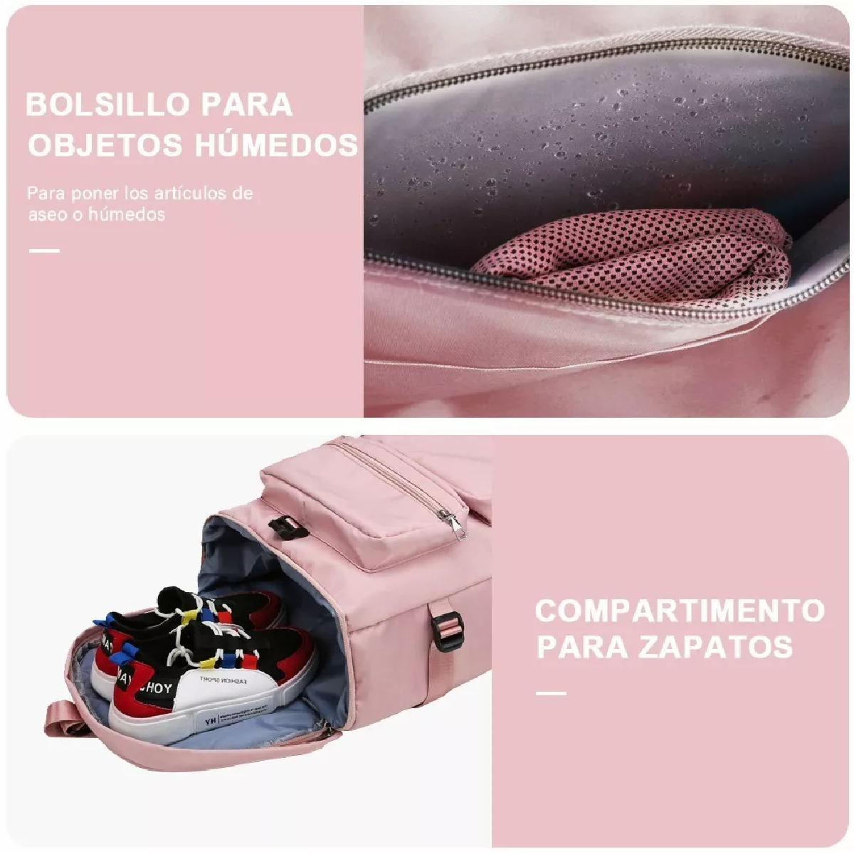 Maleta Bolsa Deportivo Gym Viaje Mochila Multifuncional Rosa