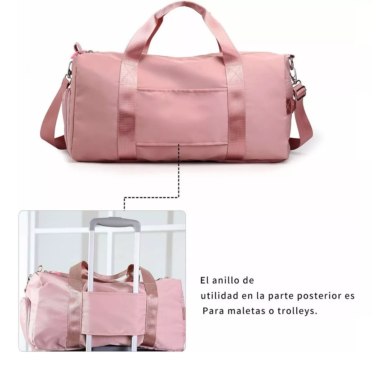 Maleta Mochila Deportiva Para Gym/Bag De Viaje Rosa