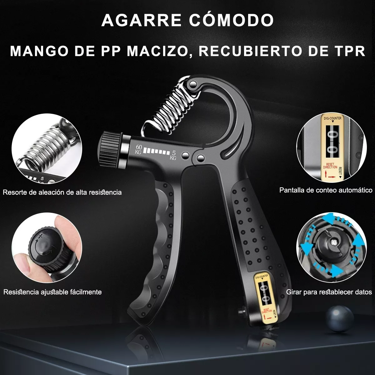 Fortalecedor De Agarre 5 En 1 Ejercitador De Mano