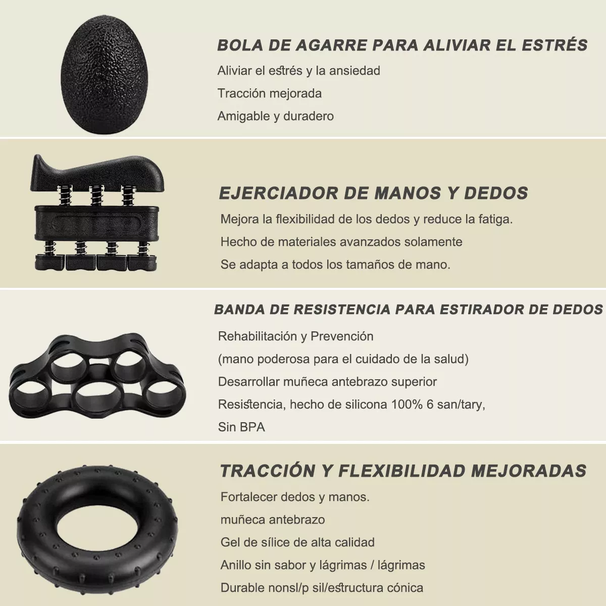 Fortalecedor De Agarre 5 En 1 Ejercitador De Mano