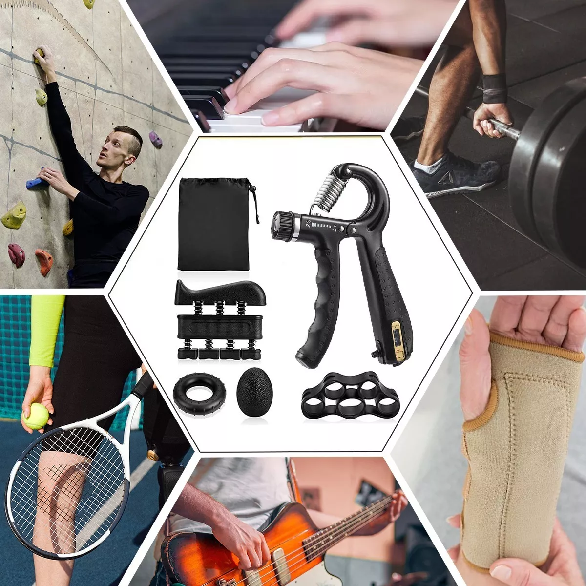 Fortalecedor De Agarre 5 En 1 Ejercitador De Mano