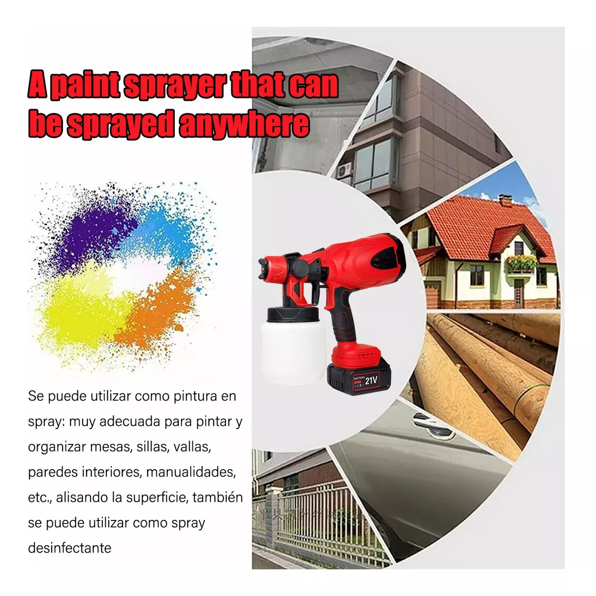 Pistola Para Pintar Pulverizador Pintura Inalámbrico 800ml