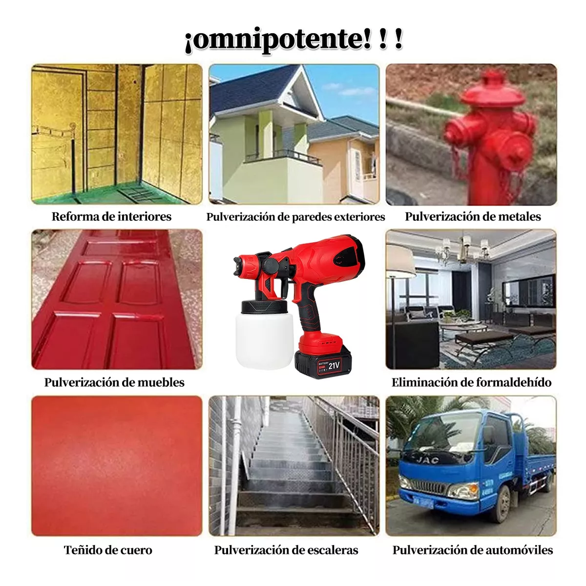 Pistola Para Pintar Pulverizador Pintura Inalámbrico 800ml