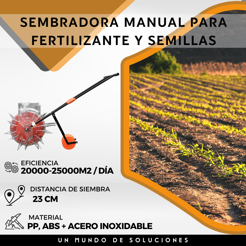 Sembradora Manual Para Fertilizante y Semillas De PP, ABS + Acero inoxidable Distancia de siembra de 23cm