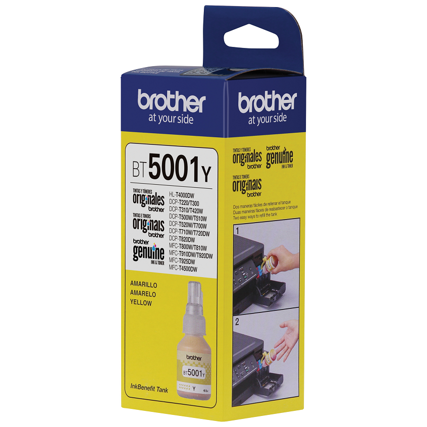 Botella De Tinta Brother Bt5001y Amarillo 5,000 Paginas