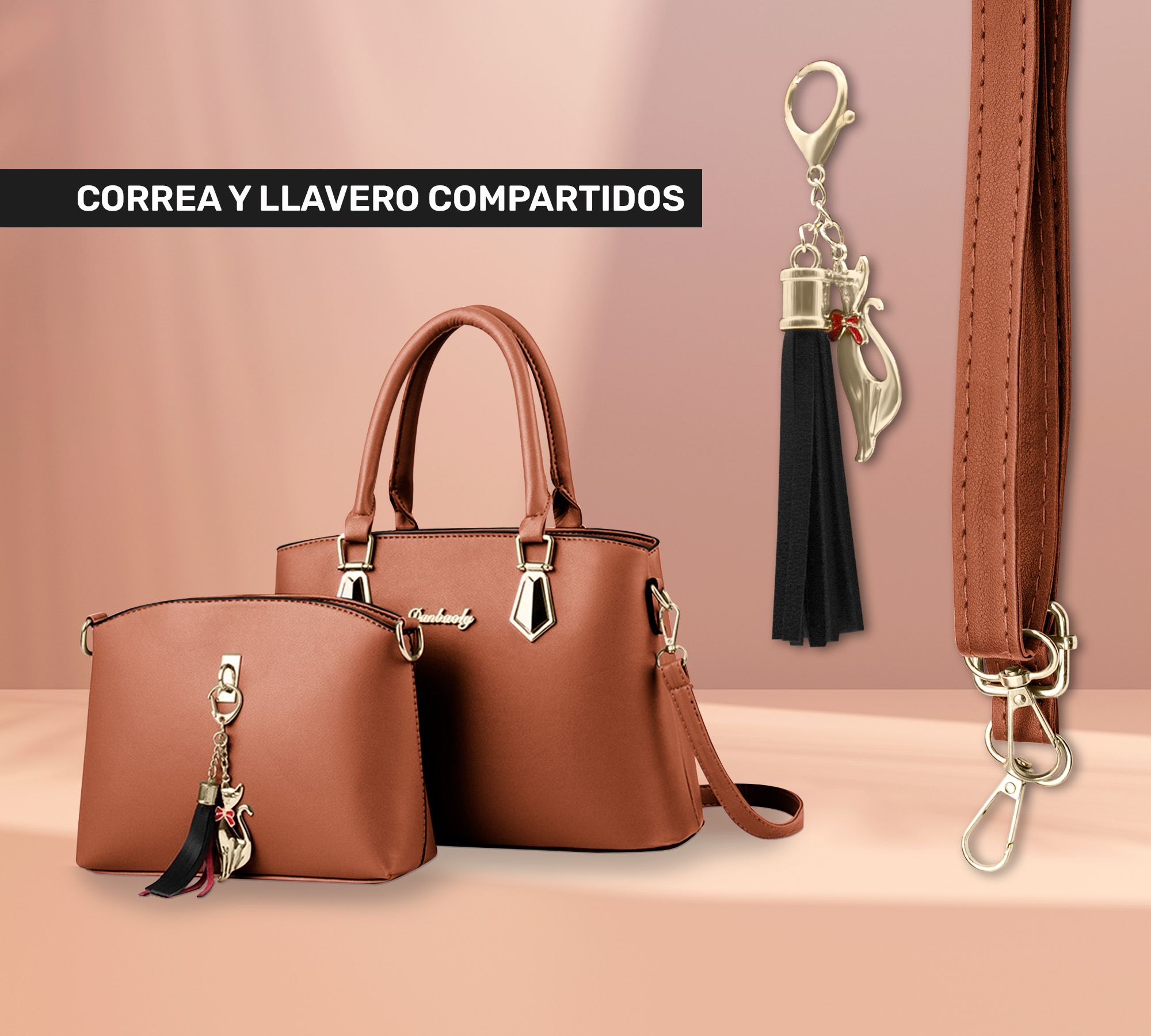 BOLSA DE MANO PARA MUJER ELEGANTE BOLSO BANDOLERA CROSSBODY DE MUJER CONJUNTO DE 2 PZS