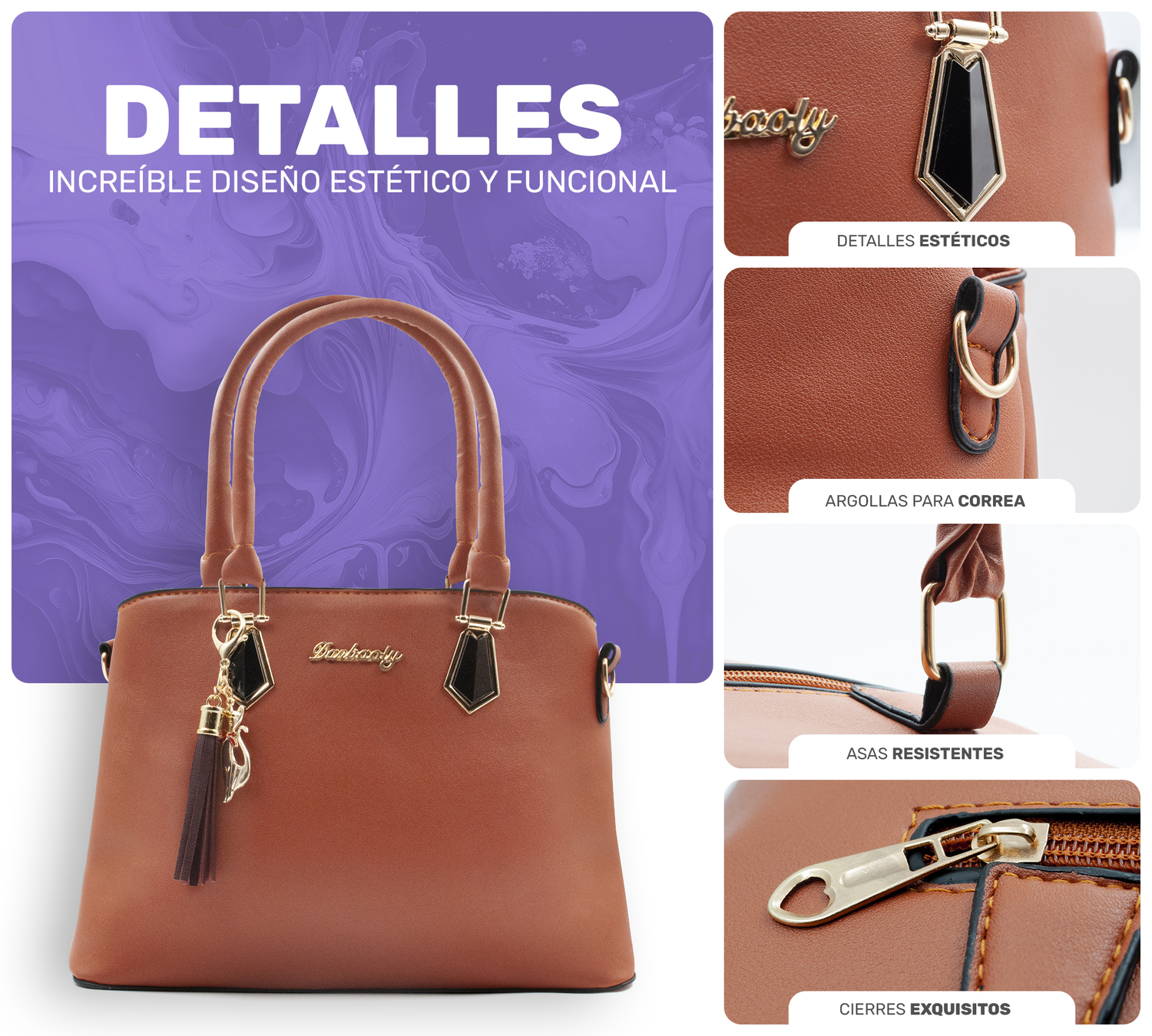BOLSA DE MANO PARA MUJER ELEGANTE BOLSO BANDOLERA CROSSBODY DE MUJER CONJUNTO DE 2 PZS