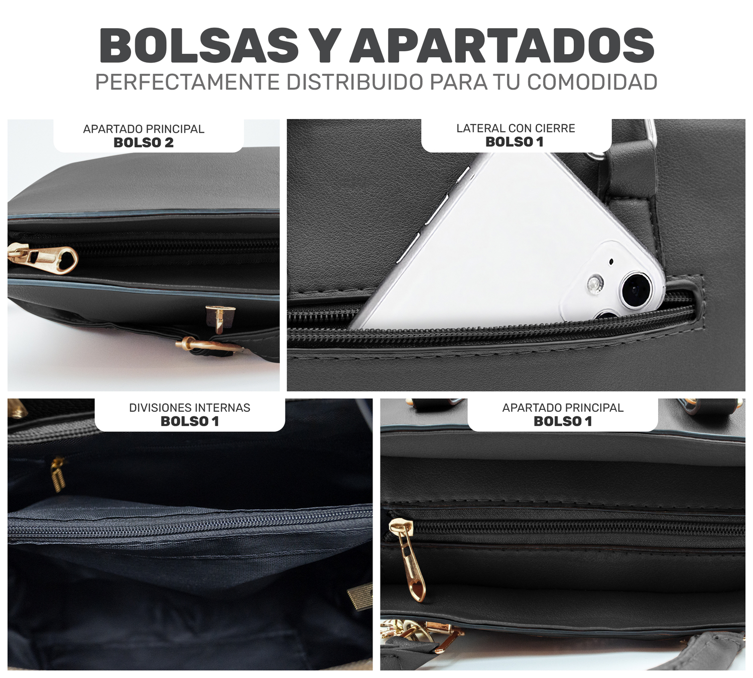 Bolsa de Mano para Mujer Elegante Bolso Bandolera Crossbody de Mujer Conjunto de 2 Pzs