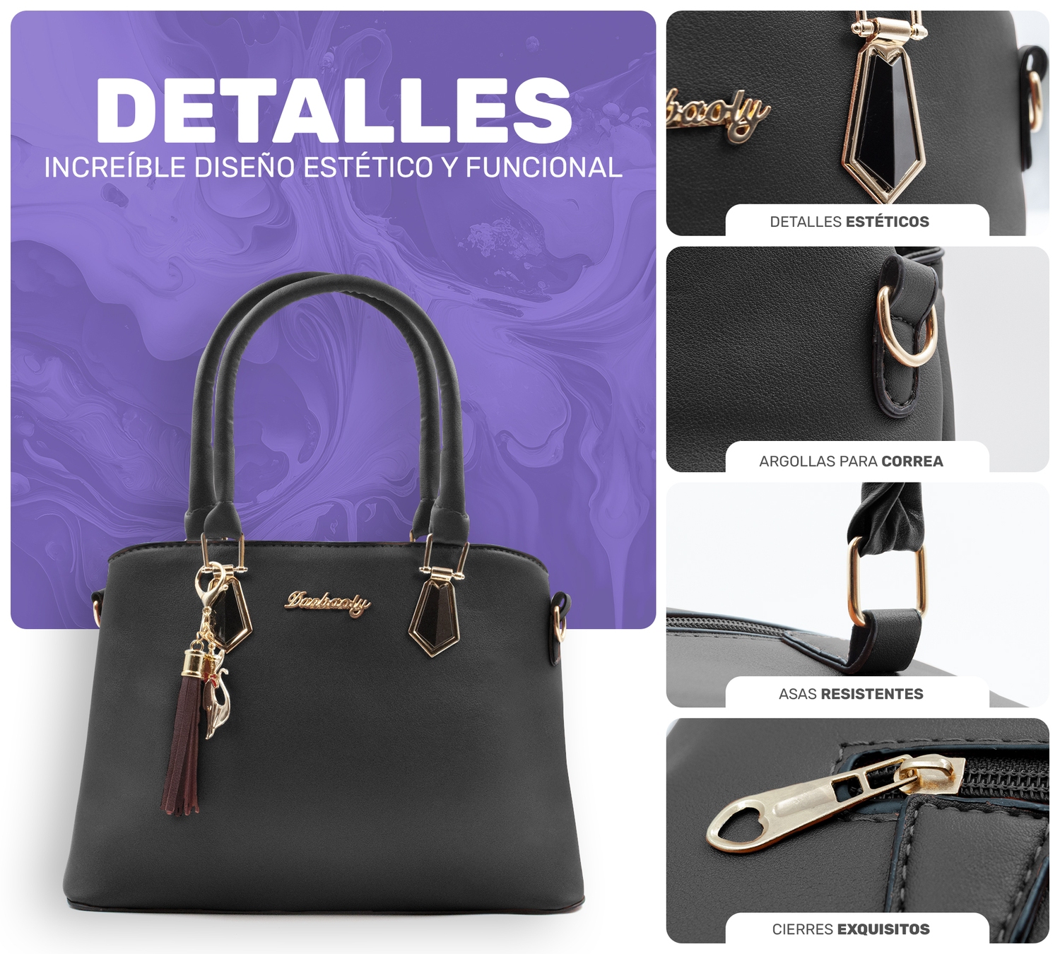Bolsa de Mano para Mujer Elegante Bolso Bandolera Crossbody de Mujer Conjunto de 2 Pzs