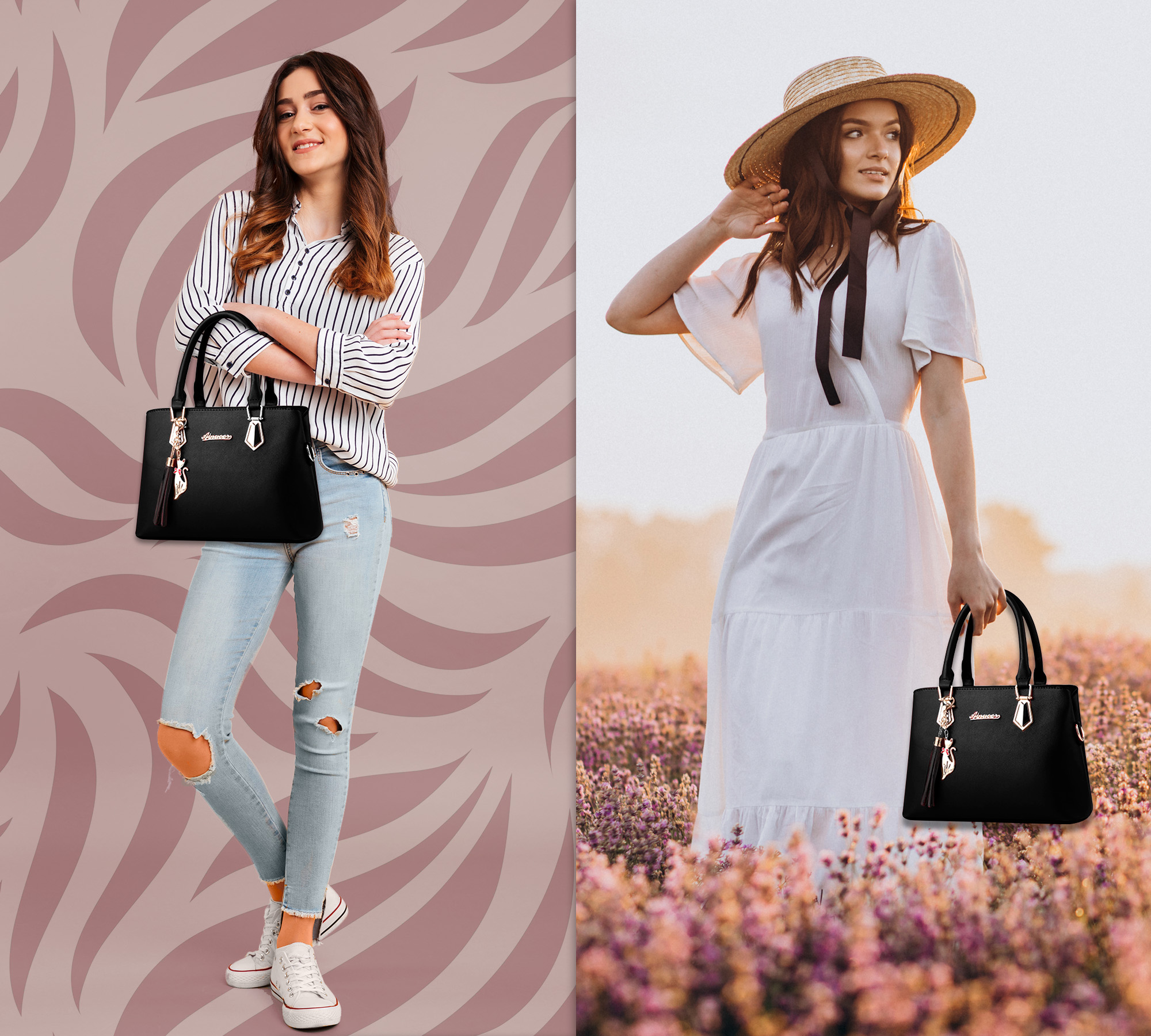 Bolsa de Mano para Mujer Elegante Bolso Bandolera Crossbody de Mujer Conjunto de 2 Pzs