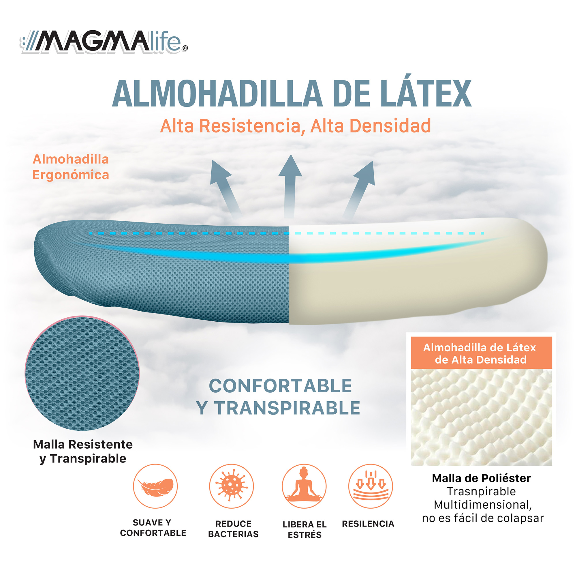 Silla de Escritorio Premium Modelo Cosmo Magma Life (Azul Cerúleo)