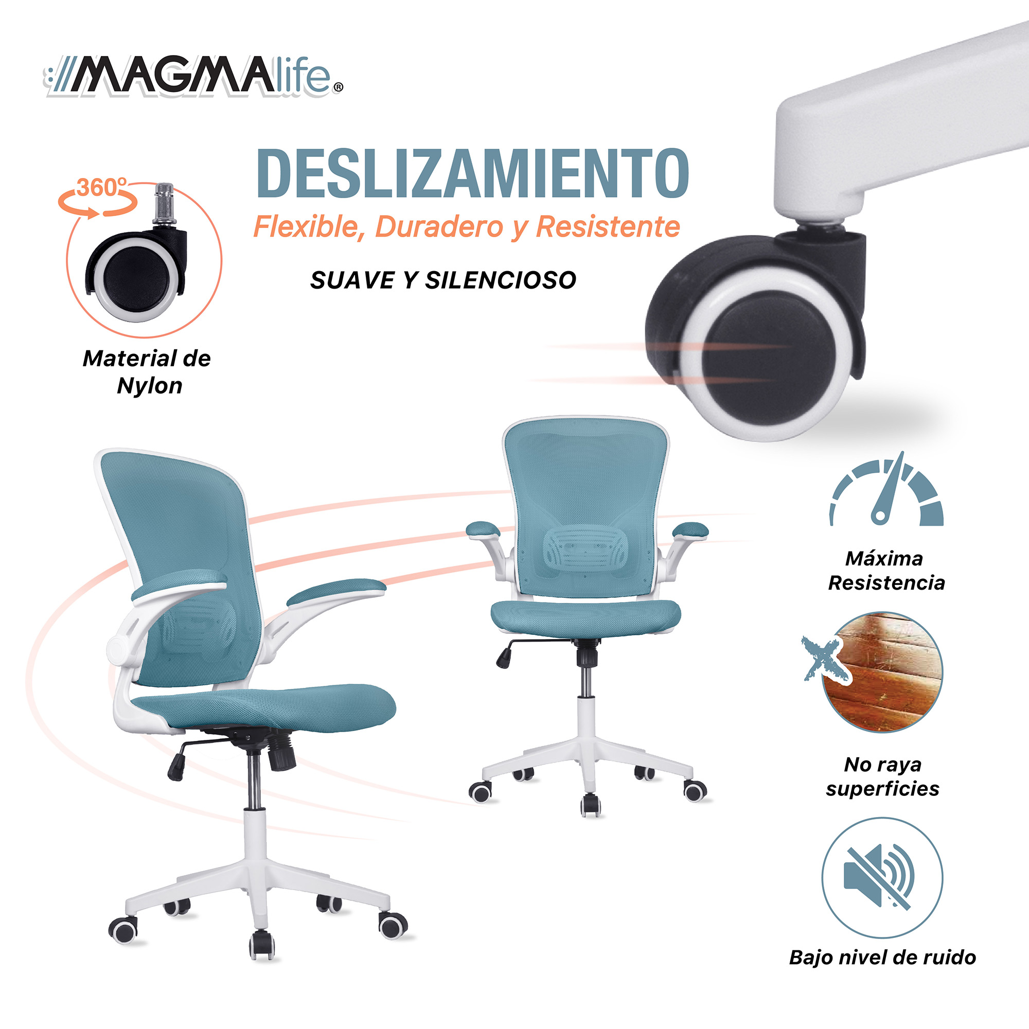 Silla de Escritorio Premium Modelo Cosmo Magma Life (Azul Cerúleo)