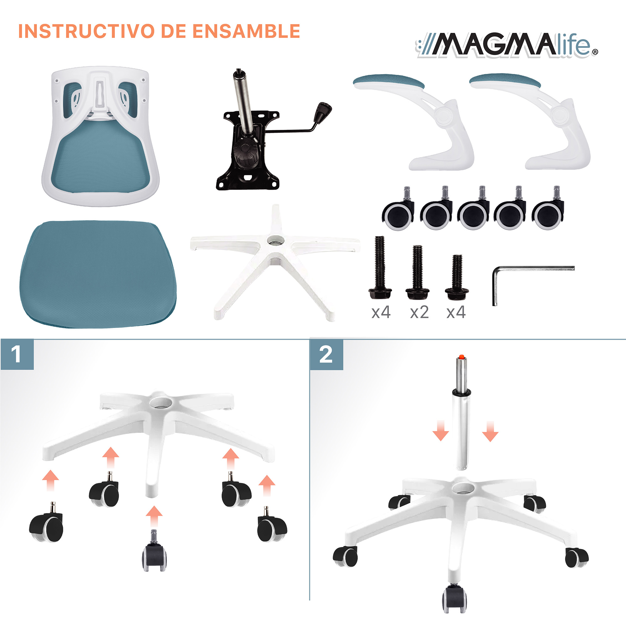 Silla de Escritorio Premium Modelo Cosmo Magma Life (Azul Cerúleo)