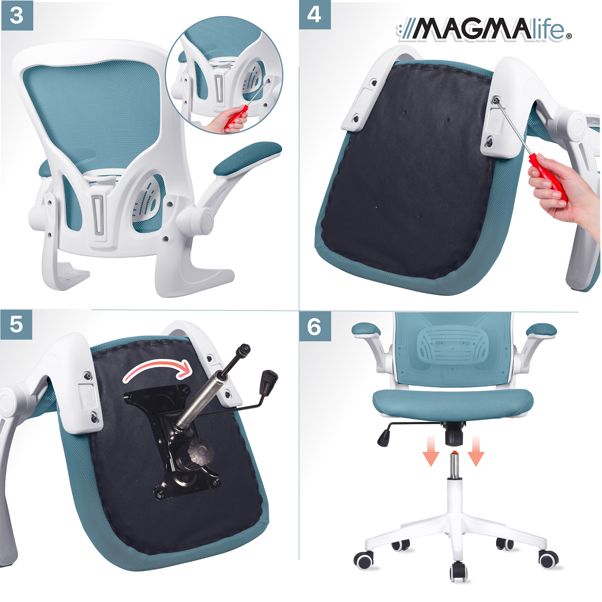 Silla de Escritorio Premium Modelo Cosmo Magma Life (Azul Cerúleo)