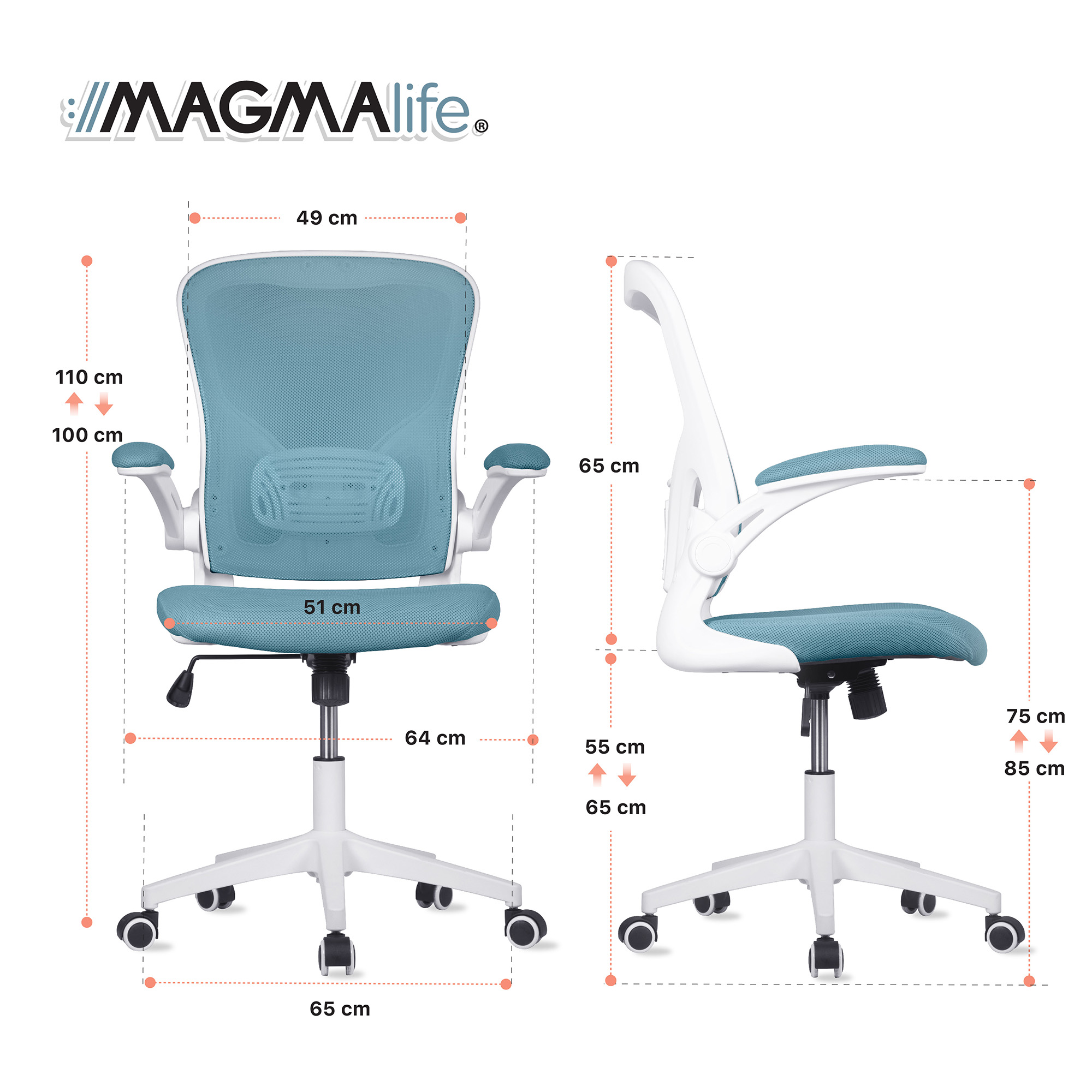 Silla de Escritorio Premium Modelo Cosmo Magma Life (Azul Cerúleo)