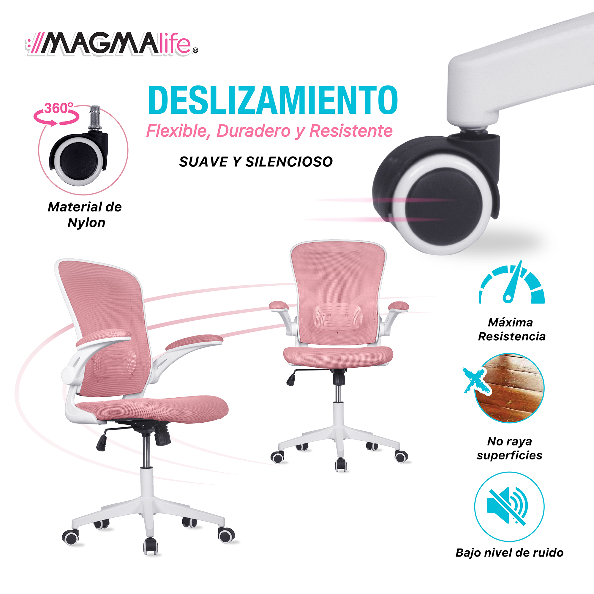 Silla de Escritorio Premium Modelo Cosmo Magma Life (Rosa Pálido)