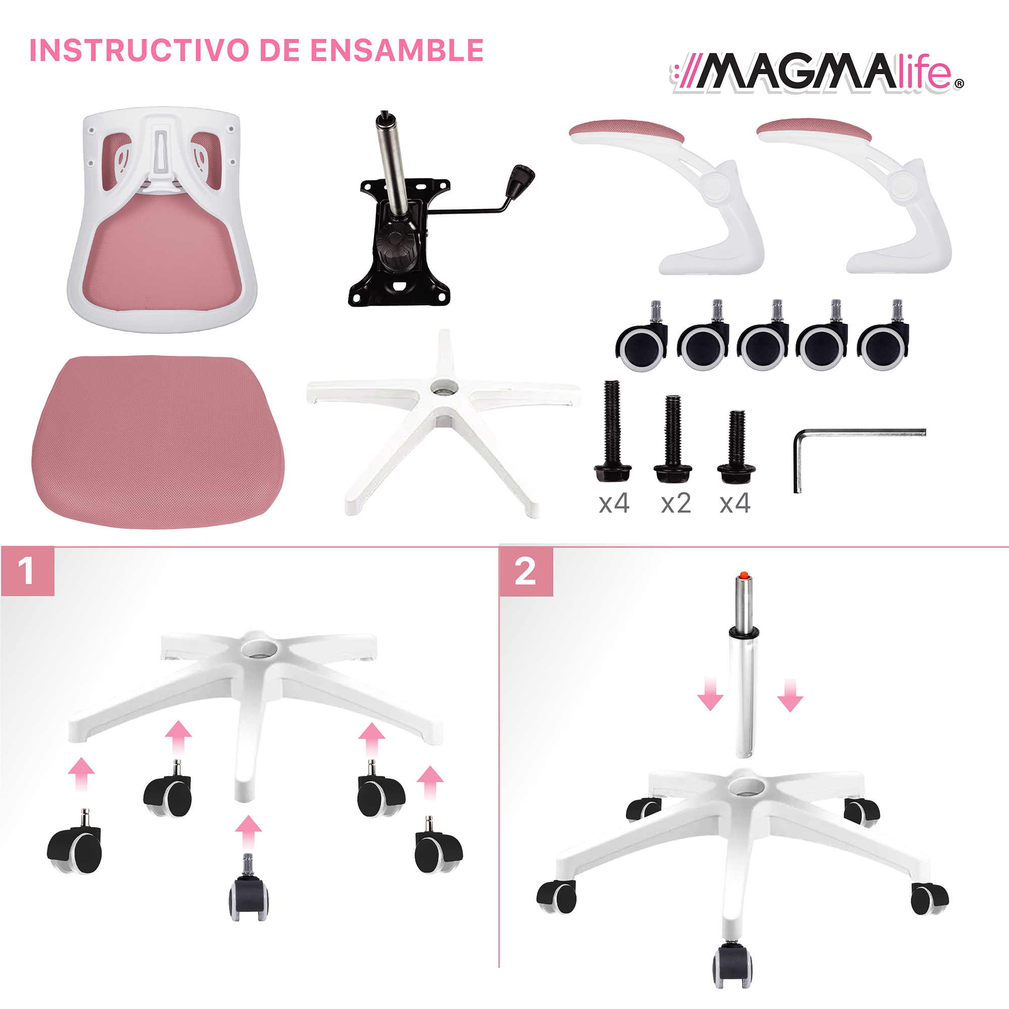 Silla de Escritorio Premium Modelo Cosmo Magma Life (Rosa Pálido)