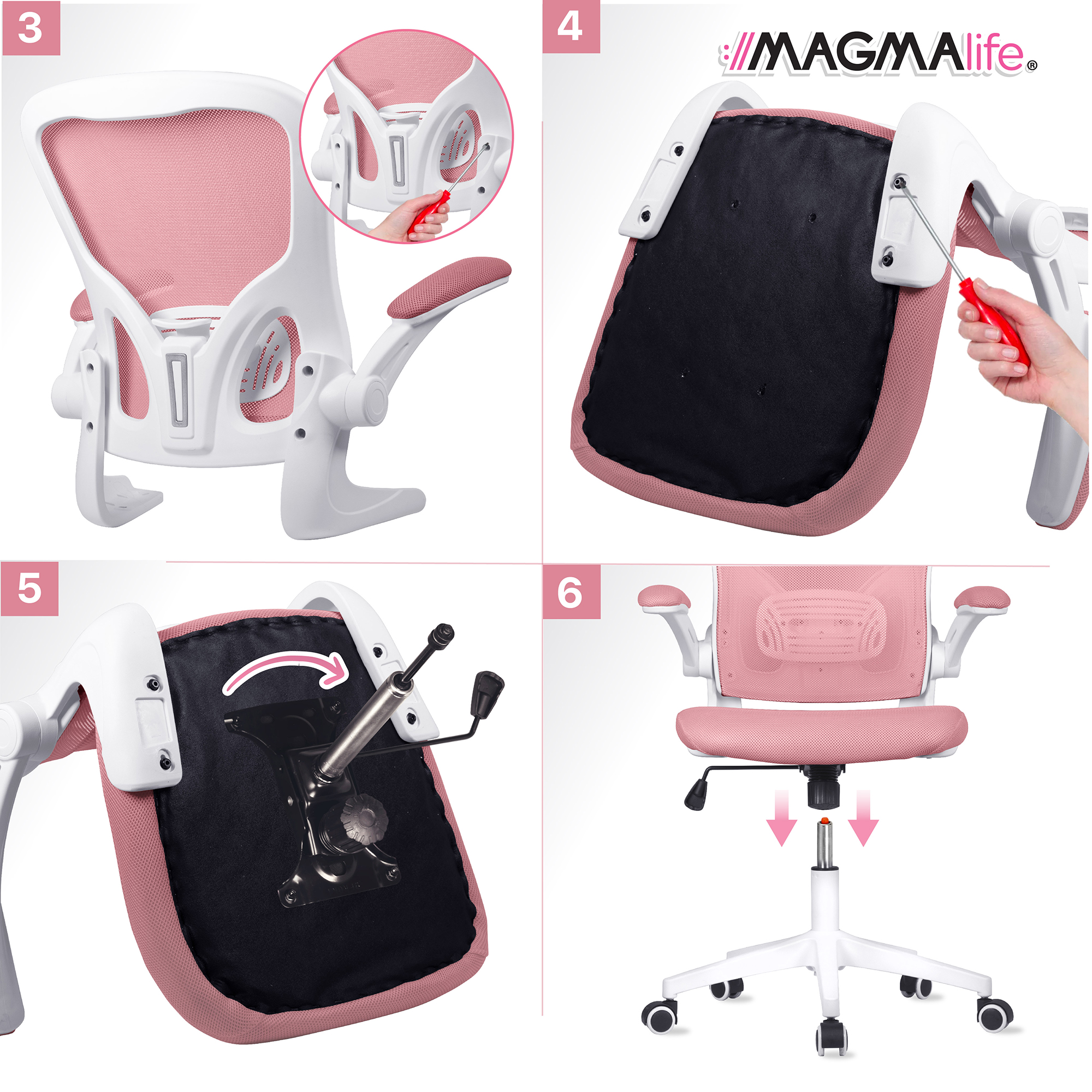 Silla de Escritorio Premium Modelo Cosmo Magma Life (Rosa Pálido)