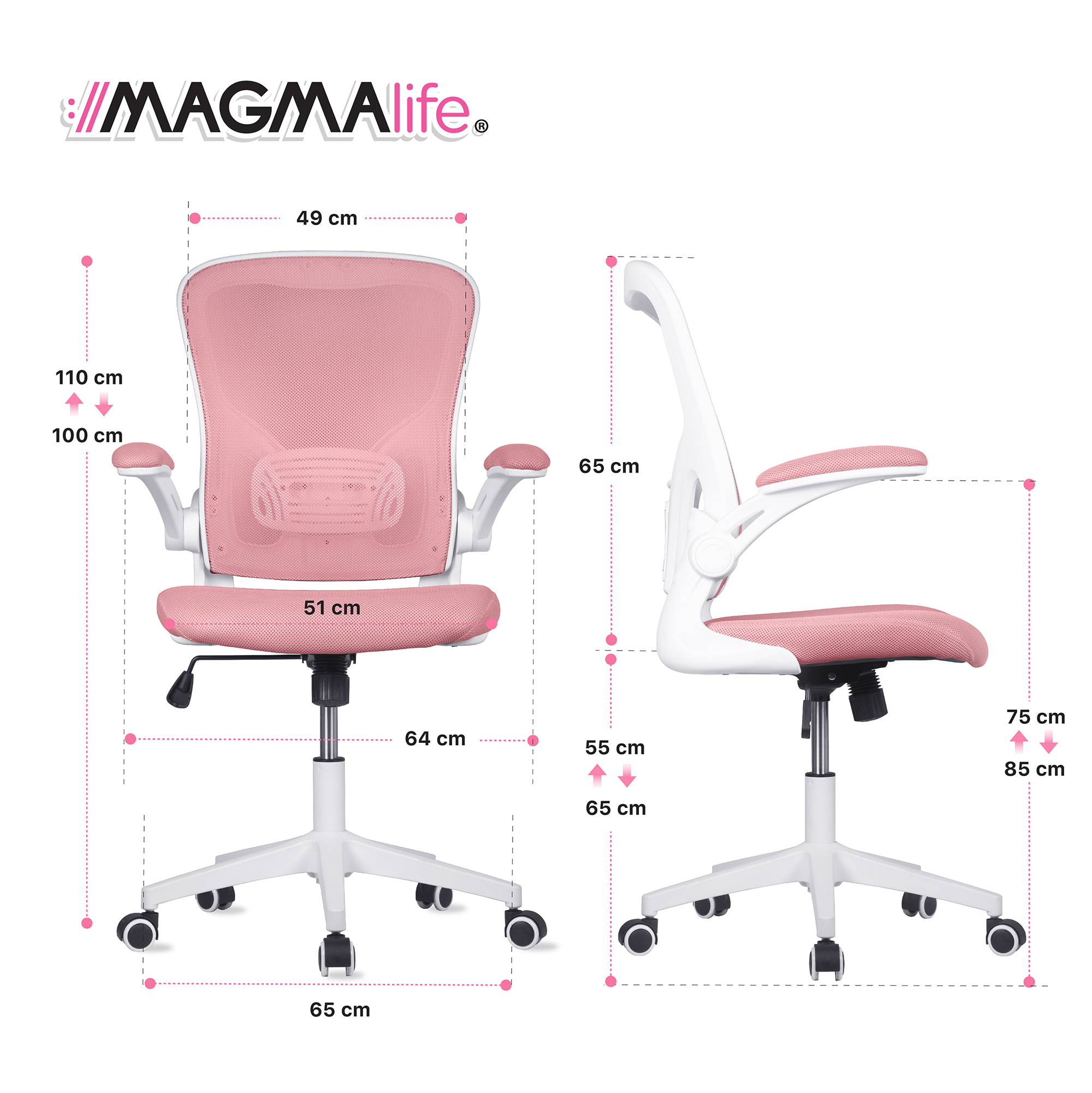 Silla de Escritorio Premium Modelo Cosmo Magma Life (Rosa Pálido)