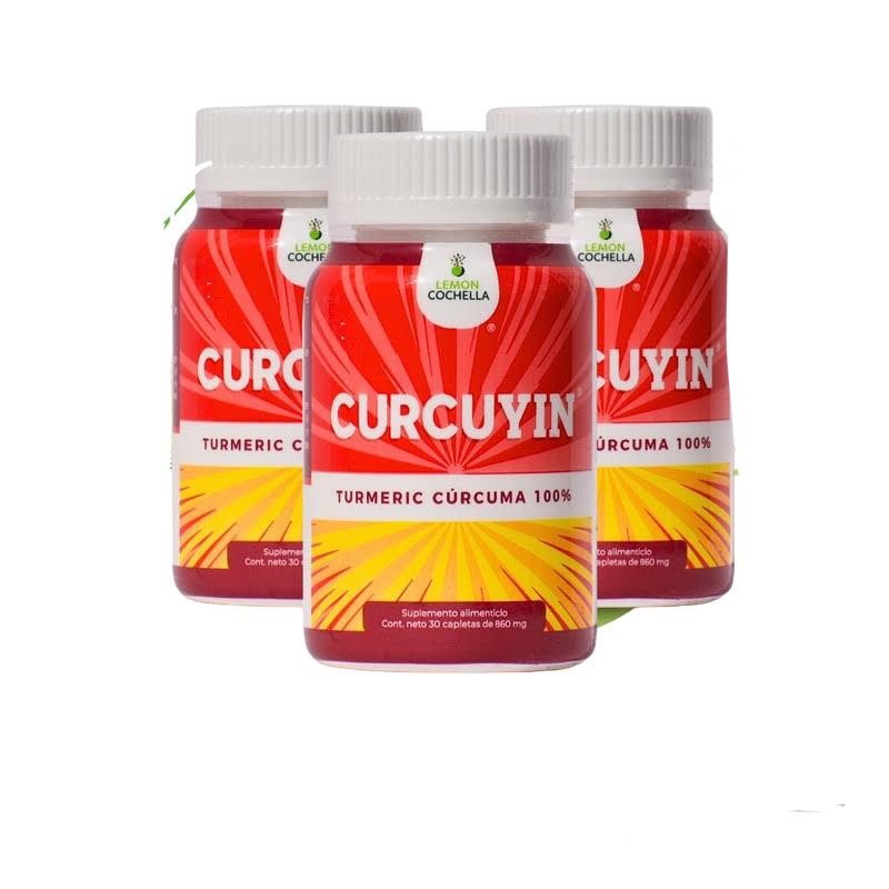 3 Piezas de Curcuyin Turmeric Cúrcuma 100% 30 caps de 860mg.